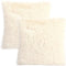 YOUR SMILE Pack of 2, Decorative Plush New Luxury Series Merino Style Faux Fur Throw Pillow Case Cushion Cover 18" x 18"(Ivory,White)