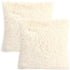 YOUR SMILE Pack of 2, Decorative Plush New Luxury Series Merino Style Faux Fur Throw Pillow Case Cushion Cover 18" x 18"(Ivory,White)