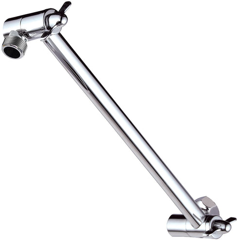 Hotel Spa 11" Solid Brass Adjustable Shower Extension Arm with Lock Joints. Lower or Raise Any Rain or Handheld Showerhead to Your Height & Angle / 2-Foot Range/Connection, Chrome Finish