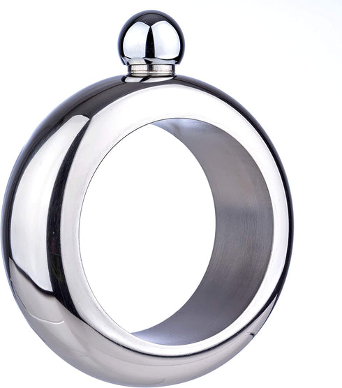 Bangle Bracelet Wine/Alcohol 3.5 oz Flask - Stainless Steel Black and Silver Creative Gift Set for Women - Bonus Funnel Included