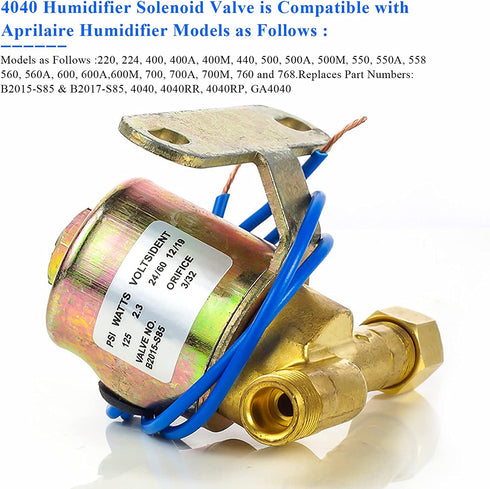 Pokin 4040 Humidifier Solenoid Valve - Compatible with Aprilaire Valve 400 500 600 700 220 224 Replaces Part B2015-S85 B2017-S85 24V 2.3W 60Hz