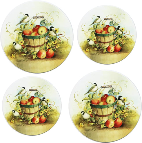 Reston Lloyd Electric Stove Burner Covers, Set of 4, Chickadees All-Over Pattern