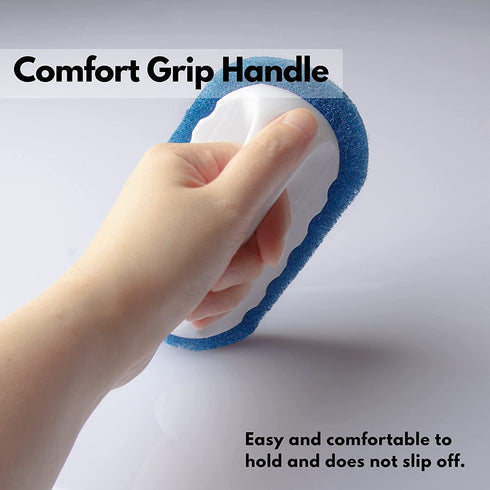 Skylarlife Scouring Pad Brush Cleaning Scrub with Handle Abrasive Pad for Grout Tile Shower and Sink Cleaning, Scrubbing Floor and Tile Boat Polishing Refinishing Bathroom Kitchen Heavy Duty (2-Pack)