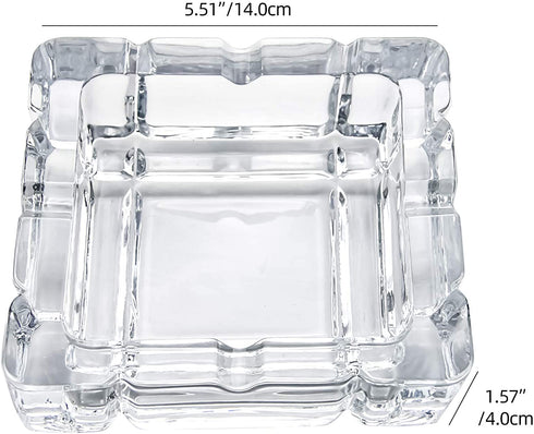 UMEIED Heavy Glass Ashtray, 2 Pack, Square Cigar Ashtray for Home Decor