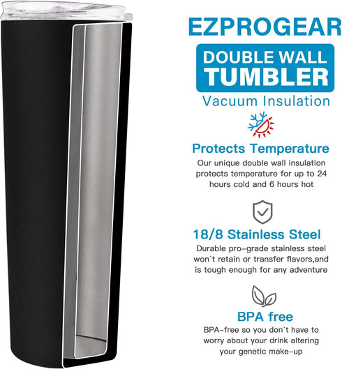 Ezprogear 20 oz 1 Pack Stainless Steel Glitter Violet Purple Slim Skinny Tumbler Travel Mug Vacuum Insulated with Straw (20 oz, Glitter Violet)