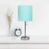 Limelights LT2024-AQU Stick Charging Outlet Table Lamp, Brushed Steel Base/Aqua Shade