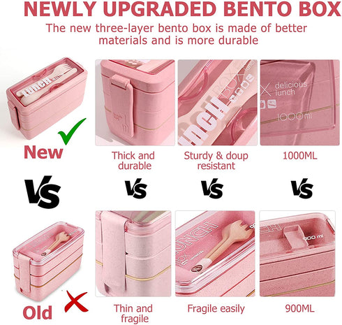 Bento Box Japanese Lunch Box Set (29 PCS) for Kids & Adults, 3 Layer Stackable Leakproof BPA Free Bento Boxes Kit with Snack Bag, Lunch Bag, Cake Cups, Fruit Forks, Utensils, Meal Prep Containers