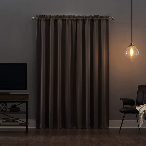 Sun Zero - 52479 Oslo Theater Grade Extreme 100% Blackout Rod Pocket Curtain Panel, 52" x 95", Mushroom