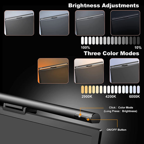 UBright Computer Monitor Light, Screen Light Bar with Touch Sensor USB Monitor Lamps Desk Light 3 Switchable Light Modes Dimmable Monitor Light Bar Eyes Care Reading Light for Desk Office Home Round