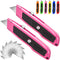 Jetmore 2 Pack Box Cutter Utility Knife, Heavy Duty Box Cutter Knife Razor Knife, Box Cutter Retractable with 10 SK5 Blades, Aluminum Shell Box Knife for Carton, Box, Cardboard