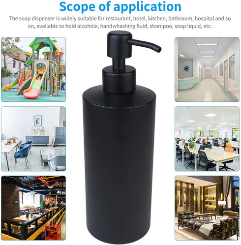 Soap Dispenser, Matte Black Stainless Steel Hand Soap Dispenser, Anti-Rust and Leak Metal Pump Hand Lotion Dispenser for Kitchen, Bathroom and Bedroom (18 Ounce / 550ML)