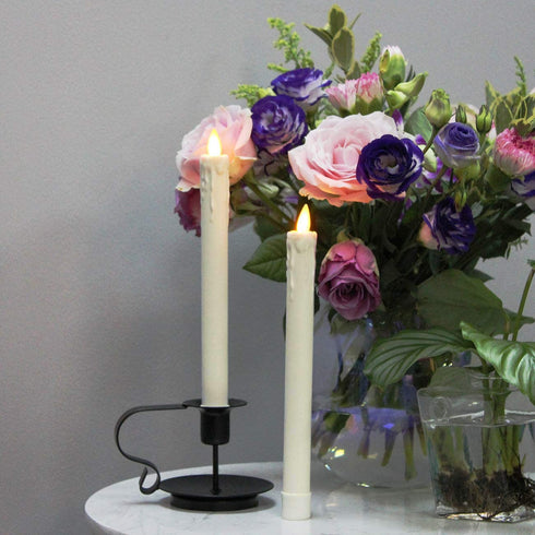 Flameless Taper Candles H9"x D1" Dripless Real Wax Moving Wick Electric Candles with Remote Timer LED Battery Operated Candles for Table Centerpieces Party Decorations Ivory