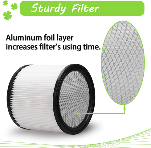 Aoydr Filter Replacement 90304 90350 90333 Compatible with Shop-Vac 5 Gallon Up Wet/Dry Vacuum Cleaners (1+1 Lid)
