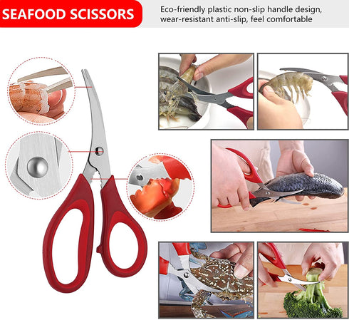 Seafood Tools Set Includes 4 Crab Crackers 6 Seafood Fork 6 Lobster Crackers 1 Seafood Scissors 1 Oyster Knife 1 Shrimp Cleaning Tool-Nutcracker Set?19 Piece ?
