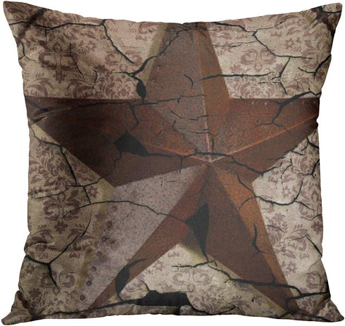 Emvency Set of 4 Throw Pillow Covers Rustic Country Western Star Barn Wooden Cabin West Primitive Decorative Pillow Cases Home Decor Square 18x18 Inches Pillowcases