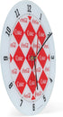Mark Feldstein & Associates Coca Cola Diamond Pattern Red and White 12 inch Glass Round Wall Clock