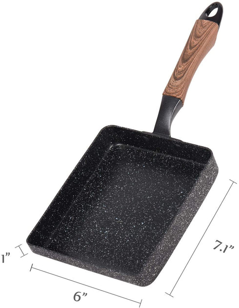 ROCKURWOK Omelette Pan? Tamagoyaki Japanese Egg Pan, 7? x 6?, Nonstick Rectangle Egg Frying Pan, Black