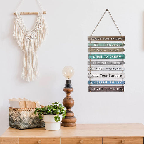 FairySandy Rustic Wall Hanging Plaque Sign Inspirational Wall Art for Your Home Motivational Wooden Decor Inspirational Positive Wall Plaque with Saying Quotes for Home Office Living Room (Green)