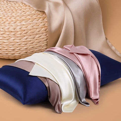 Silk Pillowcase for Hair and Skin, 22 Momme 6A Long Fiber 100% Mulberry Silk Bed Pillow Case with Invisible Zipper, Ivory White, Queen