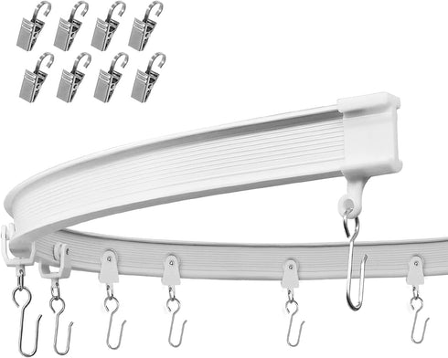 Refrze Ceiling Curtain Track, Curved Curtain Track Ceiling Mount, Room Divider Ceiling Track for Curtains, RV Curtain Track,Curtain Rail Ceiling Wall Mount for L Shape U Shape Bay Windows(8ft)