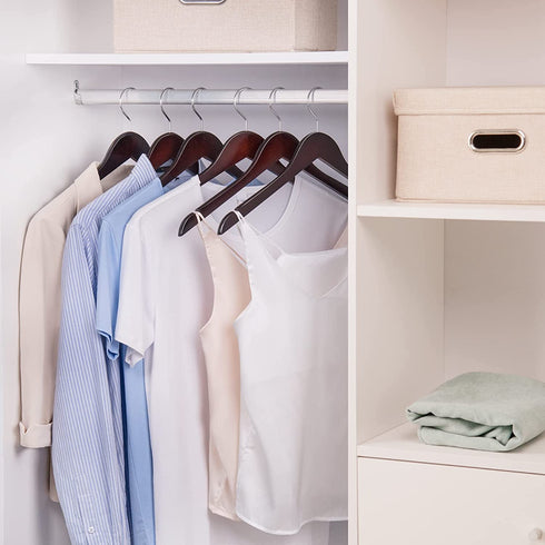 Nature Smile Solid Gugertree Wood Shirt and Dress Hangers with Notches with Anti-Rust Chrome Hook Pack of 10 (Walnut)