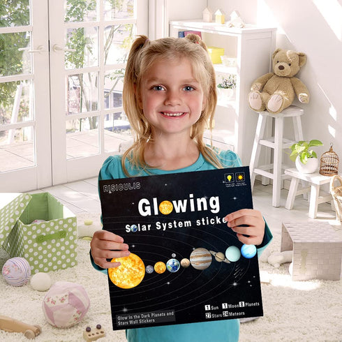 Glow in The Dark Stickers, Solar System Glow in The Dark Stars for Ceiling, Bright Planet Nursery Wall Sticker for Kid™s Room Decoration, Shining Galaxy Birthday Party Wall Decor (Blue)