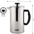 Kaffe French Press Coffee Maker. Food-Grade Double-Wall Stainless Steel (6 Cups 0.8L). Extra Filter Included!