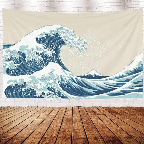 Pamime Tapastry'S Wall Hanging, Tapestry, Home Decor Tapestry Great Wave Mount Fuji Century Dorm Bedroom Living Room 80X60 Inches?200X150Cm? Inhouse,Blue White