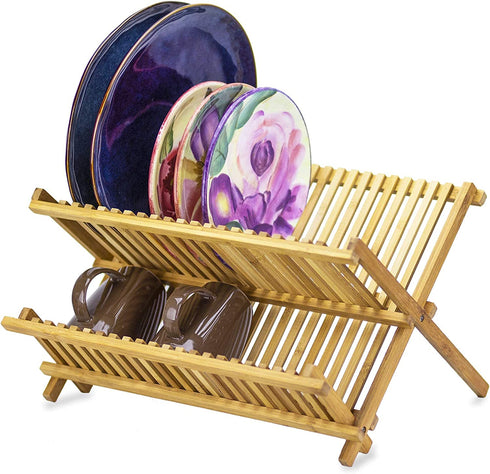 TB Home Folding Bamboo Dish Drying Rack