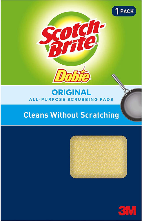 Scotch-Brite Dobie Cleaning Pad, Ideal for Dishwashing, Kitchen, Bathroom and More, Scours Without Scratching, 1 Pad