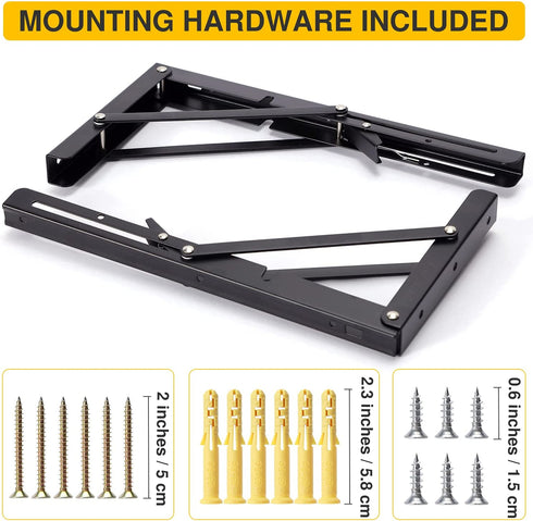 Folding Shelf Brackets Heavy Duty Floating Shelves Hardware x2, Floating Shelf Bracket 16 Inch, L Brackets for Shelves, Folding Table Hinge Folding Shelf Bracket Folding Table Bracket Folding Bracket