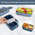 HSYTEK Bento Lunch Box Set Portable , 2 Layer Japanese Lunch Box, Meal Prep Lunch Container with Utensil & A Tote Drawstring Insulated Lunch Bag(Blue)