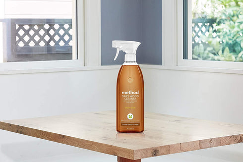 Method Daily Wood Cleaner, Plant-Based Formula that Cleans Shelves, Tables, and Other Wooden Surfaces While Removing Dust & Grime, Almond Scent, 828 ml Spray Bottles, 1 Pack, Packaging May Vary