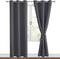 Hiasan Grommet Blackout Curtains for Bedroom, 42 x 84 Inches Long - Thermal Insulated & Light Blocking Window Curtains for Living Room, 2 Drape Panels Sewn with Tiebacks, Dark Grey