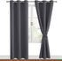 Hiasan Grommet Blackout Curtains for Bedroom, 42 x 84 Inches Long - Thermal Insulated & Light Blocking Window Curtains for Living Room, 2 Drape Panels Sewn with Tiebacks, Dark Grey
