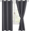 Hiasan Grommet Blackout Curtains for Bedroom, 42 x 63 Inches Length - Thermal Insulated & Light Blocking Window Curtains for Living Room, 2 Drape Panels Sewn with Tiebacks, Dark Grey