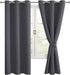 Hiasan Grommet Blackout Curtains for Bedroom, 42 x 63 Inches Length - Thermal Insulated & Light Blocking Window Curtains for Living Room, 2 Drape Panels Sewn with Tiebacks, Dark Grey