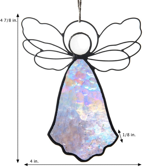 Angel Ornament Stained Glass Window Sun Catcher Display Christmas Tree Decoration Holiday Decor Memorial Remembrance Sympathy Gifts for CNA Nurse J Devlin ORN 303 Series (Clear Iridescent)