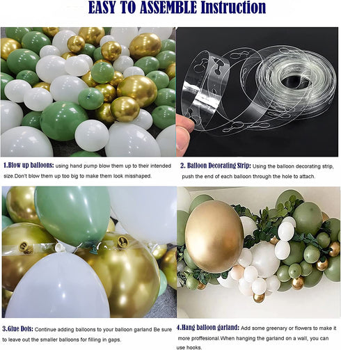 Boognt DIY Sage Green and White Balloon Garland Arch Kit for Boho Jungle Safari Outdoor Woodland Baby Shower Eucalyptus Wedding Bridal Shower Birthday Backdrop Party Decoration