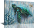 Arjun Bathroom Decor Teal Canvas Green Sea Turtle Wall Art Prints Submarine Picture One Panel 16"x12" Blue Sea-Plant Modern Landscape Painting Framed for Living Room Bedroom Home Office Spa Wall Decor