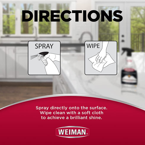 Weiman Quartz Countertop Cleaner and Polish - 24 Ounce - Clean and Shine Your Quartz Countertops Islands and Stone Surfaces with Ultra Violet Protection