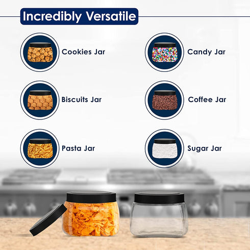 Kitchen Storage Jars Set of 2 34Oz Square Glass Spice Jars with Lids Durable Jar Sets for Kitchen Counter Multipurpose Food Storage Canisters