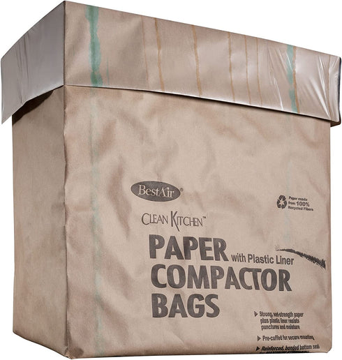 BestAir WMCK1335012-6 Heavy Duty Trash Compactor Bags, 16'' D x 9'' W x 17'' H, Pack of 1 (12 Bags)