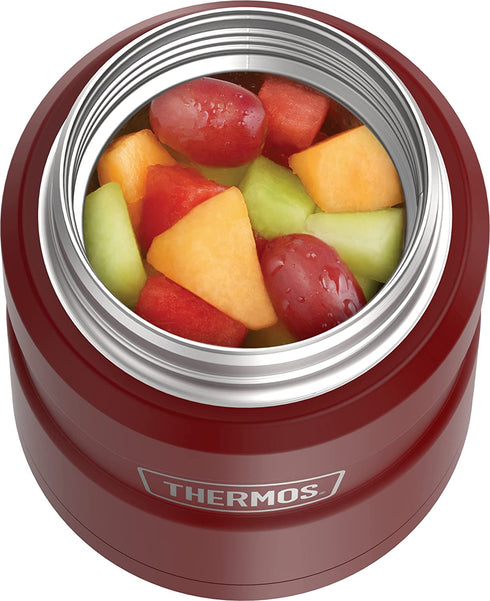 THERMOS Stainless King Vacuum-Insulated Food Jar with Spoon, 16 Ounce, Rustic Red
