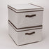 Household Essentials 515 Storage Box with Lid and Handle- Natural Beige Canvas with Brown Trim- Jumbo