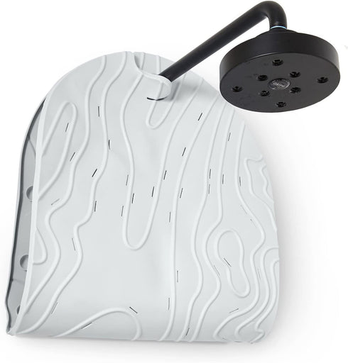 Boon GRIFFLE Textured Non Slip Baby Bath Tub Mat with Hanging Hook and Drain Holes, Gray