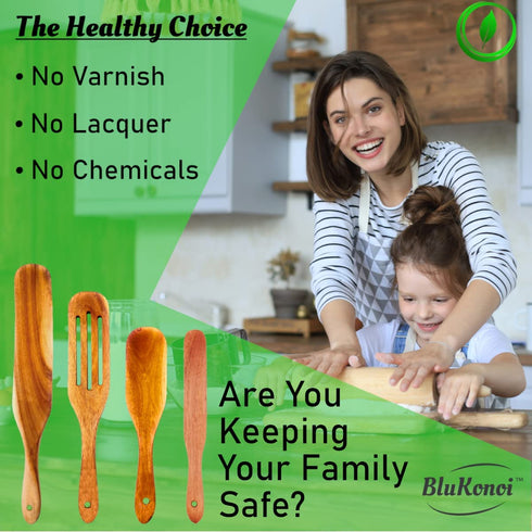Healthy NO VARNISH Spurtles Kitchen Tools As Seen On TV Wooden Utensils for Cooking Wooden Kitchen Utensil Set Wooden Spatula for Cooking Wooden Spoons for Cooking Wok Spatulas For Nonstick Cookware