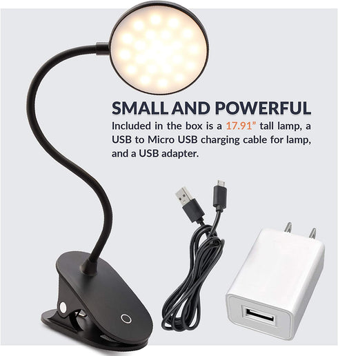 Newhouse Lighting NHCLP-USBC-BK Black Plastic Flexible and Dimmable Clip Light Clamp-Style Energy-Efficient LED Lamp with USB-C Charging Port for Office or Bedroom Use