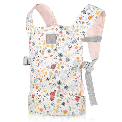 GAGAKU Doll Carrier Front and Back Soft Cotton Stuffed Animal Carriers for Baby, Rose Garden