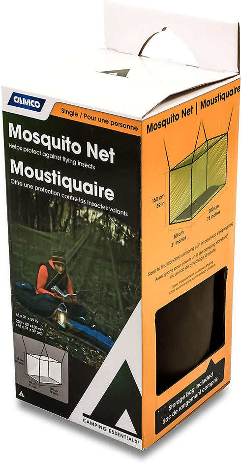 Camco Outdoor Campsite Mosquito Net Protection with Storage Bag- Fine Mesh Structure Keeps Bugs Out, Green Camo Color Blends with Environment - (51366)